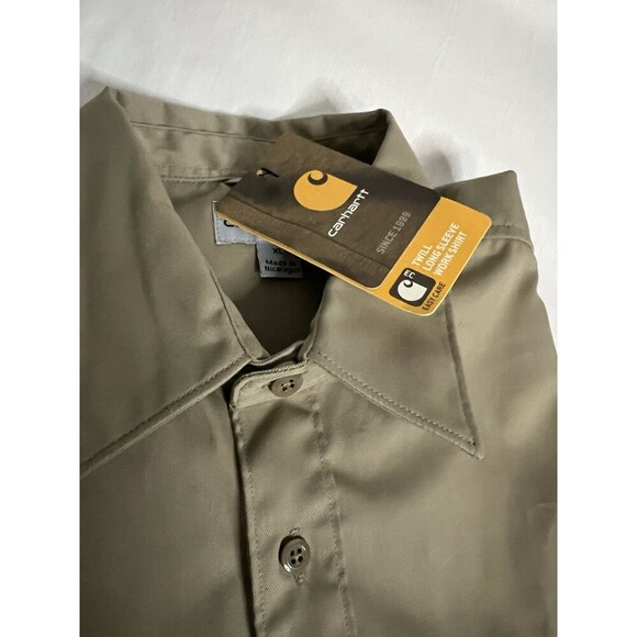 NWT Carhartt Shirt Mens XL Khaki Twill Button Up Long Sleeve Chest Pockets Work - Picture 8 of 10
